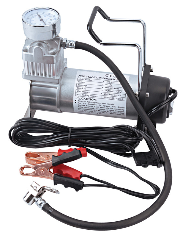 Φορητός μονόκύλινδρος OffRoad DC12V Μεταλλικός βαρέος αεροσυμπιεστής με μετρητή
