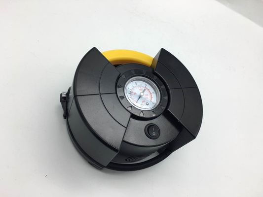 Καλή τιμή. DC12V Inflator αέρα αυτοκινήτων συμπιεστής με το μετρητή για τις διαφορετικές ρόδες, το μαύρο και κίτρινο χρώμα σε απευθείας σύνδεση