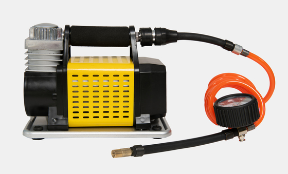 DC12V μεταλλικός φορητός ανεμιστήρας ελαστικών αυτοκινήτου με μεταλλικό μετρητή πίεσης και σωλήνα